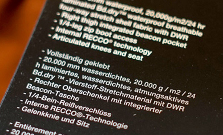 informatie waterkolom regenjas Etiket van een regenjas